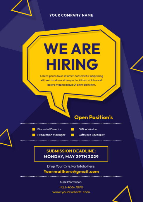Plantilla de Online Editable We Are Hiring Flyer | PosterMyWall