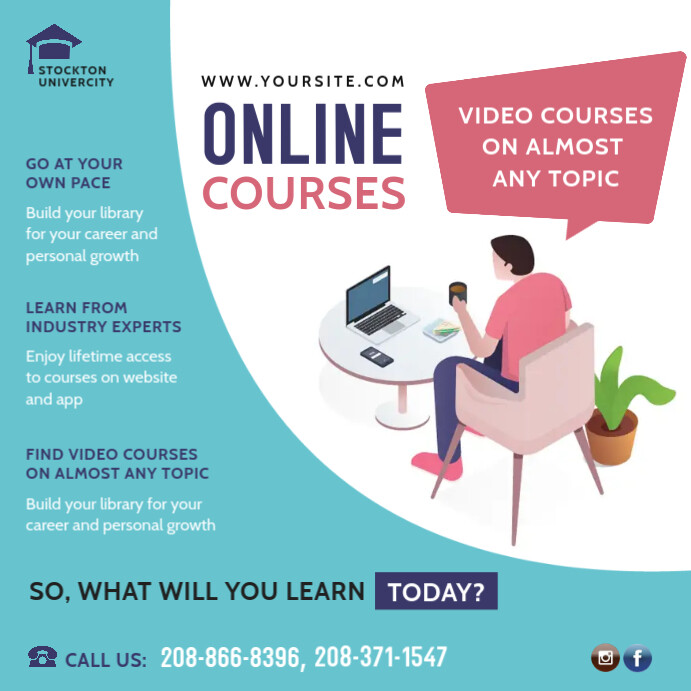 Copy of Online Education, Courses Instagram Post | PosterMyWall