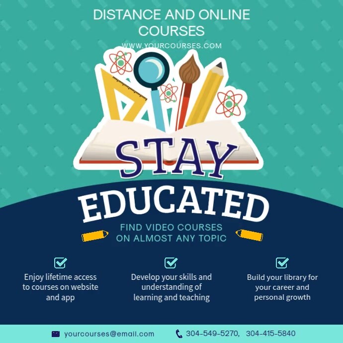 Pendidikan Online Kursus Online Instagram Templat Postermywall