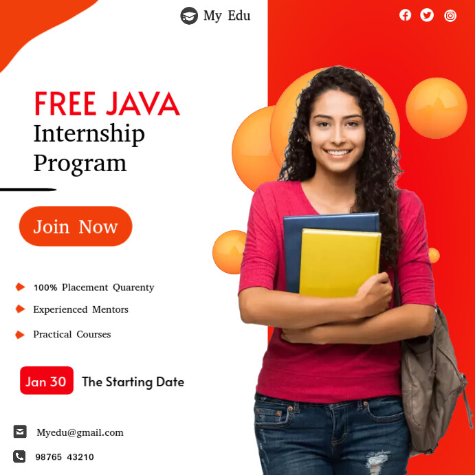 online education poster design internship Wpis na Instagrama template