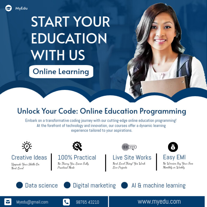 online education poster design programming Template | PosterMyWall