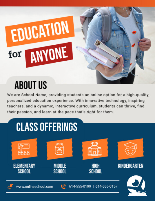 Selebaran Kelas Pendidikan Online Templat Postermywall