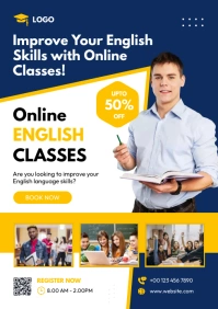 Online English Classes Course Flyer A4 template