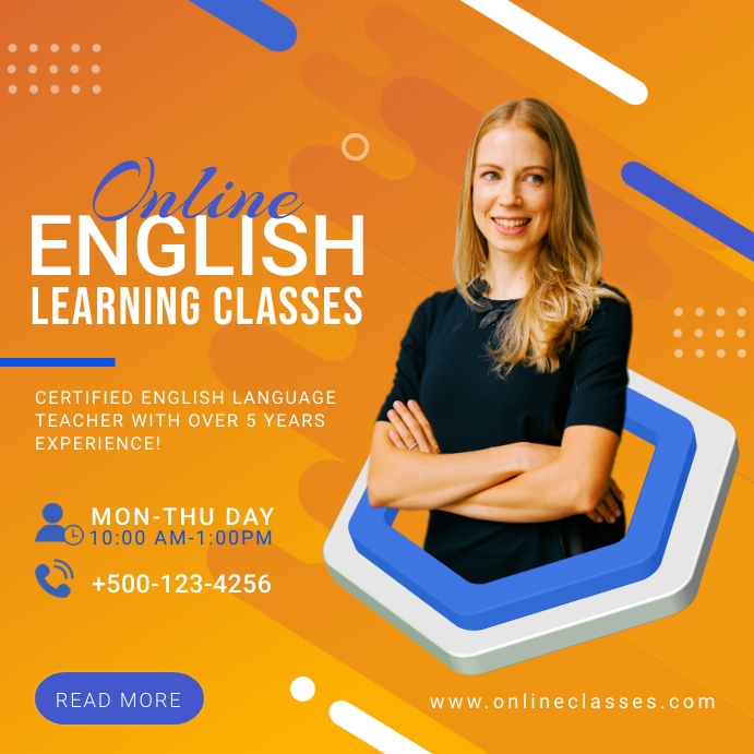 Online English Classes Social Media Post Template | PosterMyWall