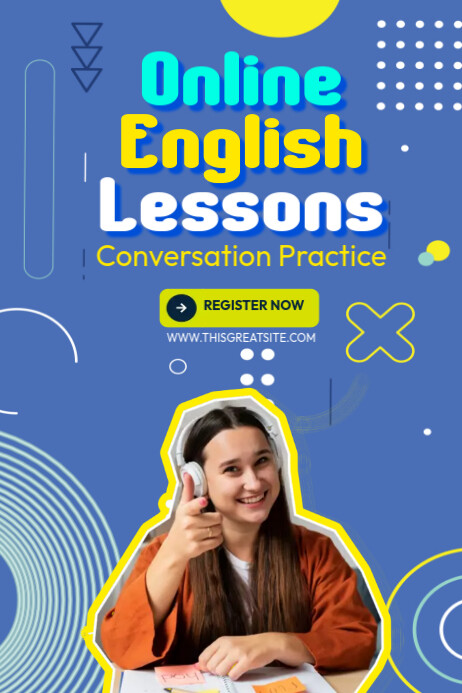 Online English Lesson Template Poster | PosterMyWall