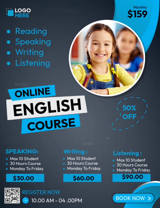 Online English Tutor Template | PosterMyWall