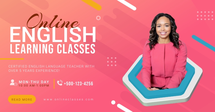 Tutorial Class Posts Online English Tutoring Classes Facebook Post Template | PosterMyWall