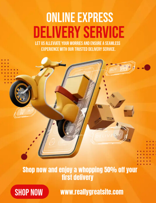 Delivery Flyer Examples ONLINE EXPRESS DELIVERY FLYER Template | PosterMyWall