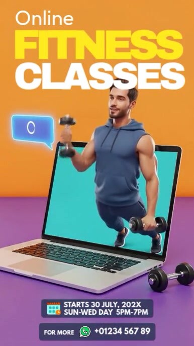 Online Fitness Classes Digital Display (9:16) template