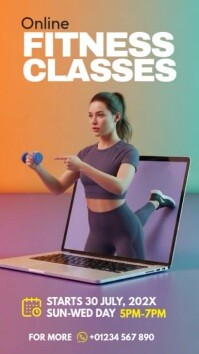 Online Fitness Classes Digital Display (9:16) template