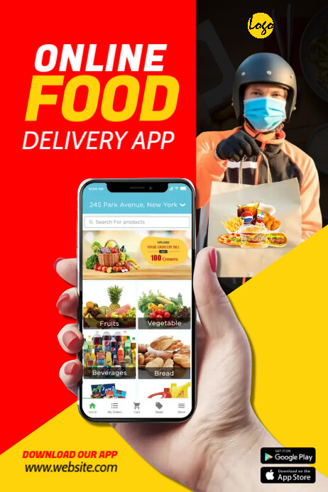 Online Food Delivery App Promotional Poster Template | PosterMyWall