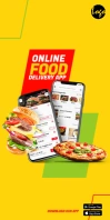 Online Food Delivery App Promotional Rollup template
