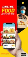Online Food Delivery App Roll Up Banner template