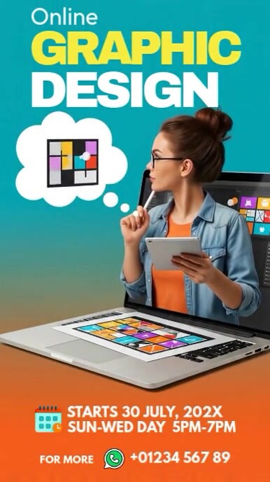Online Graphic Design Course Digital Display (9:16) template
