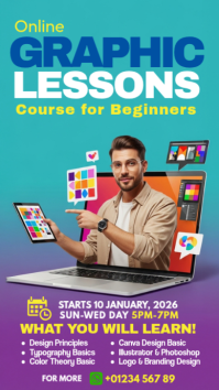 Online Graphic Design Course Instagram Story template