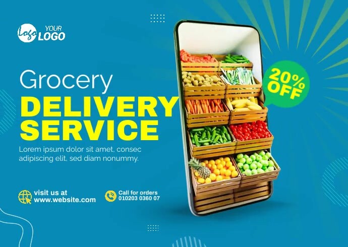 Online Grocery Delivery Ad Template | PosterMyWall