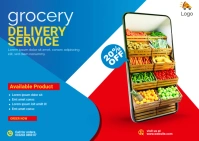 Online Grocery Delivery Postcard Carte postale template