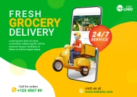 Online Grocery Delivery Service Ad Carte postale template