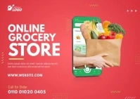 Online Grocery Delivery Service Ad Carte postale template