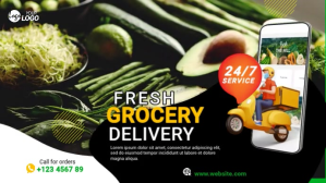 Online Grocery Delivery Service Ad Digitalt display (16:9) template