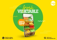 Online Grocery Shop Postcard Briefkaart template