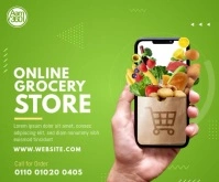 Online Grocery Store Ad Persegi Panjang Besar template
