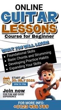 Online Guitar Lesson Course Facebook Story template