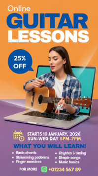 Online Guitar Lessons Instagram Story template
