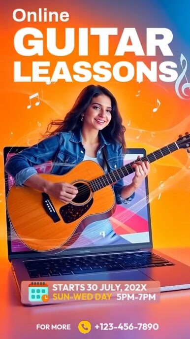Online Guitar Lessons Digital Display (9:16) template