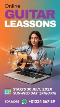 Online Guitar Lessons Digital Display (9:16) template
