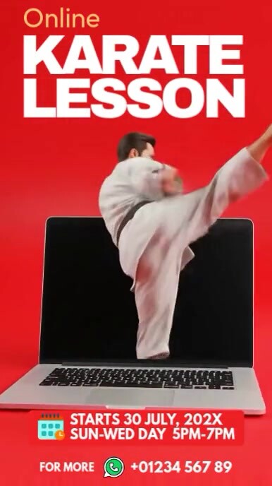 Online Karate Classes Digital Display (9:16) template