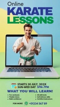 Online Karate Classes Whatsapp Status template