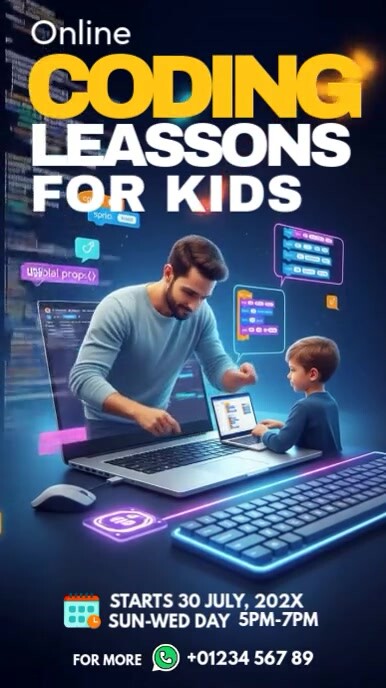 Online Kids Coding Instagram Reel Template | PosterMyWall