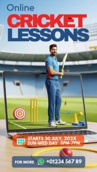 Online Kids Cricket Instagram Reel template