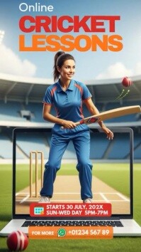 Online Kids Cricket Instagram Story template