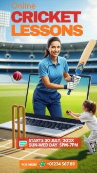 Online Kids Cricket Instagram Story template