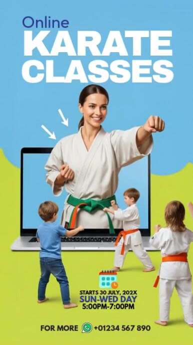 online kids karate เรื่องราวบน Instagram template