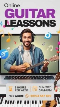 Online Kids Music Lessons Digital Display (9:16) template