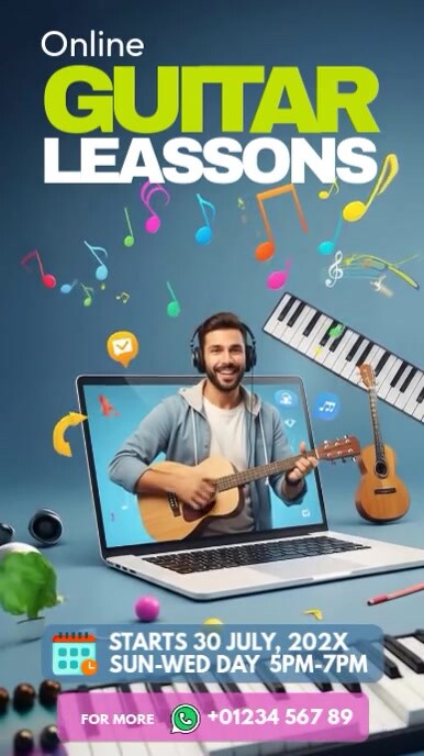 Online Kids Music Lessons Facebook Story template