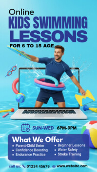 online kids swimming Instagram Story template