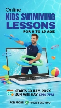 Online Kids Swimming Instagram Story template