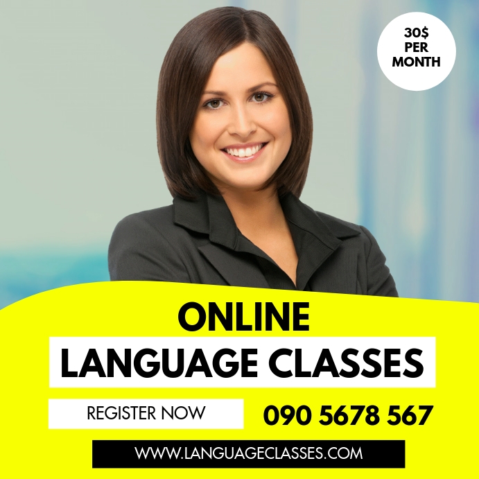 ONLINE LANGUAGE CLASSES Template PosterMyWall Online language classes template postermywall