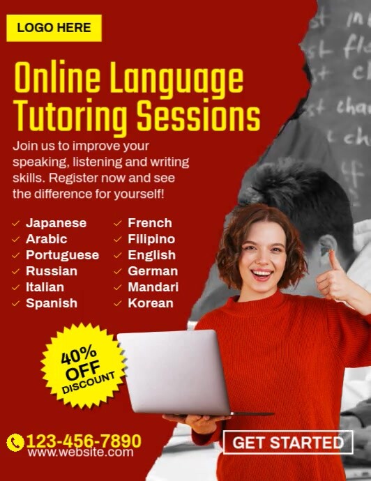 Online Language Tutoring Template | PosterMyWall