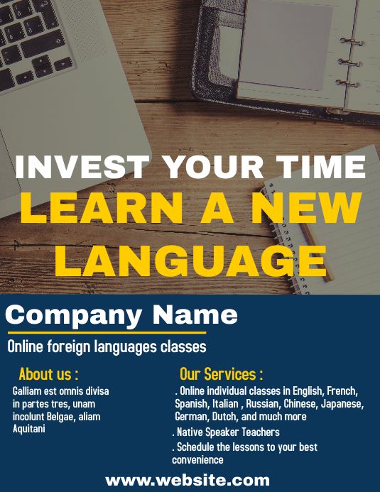 Online Languages Class Flyer Templat Postermywall