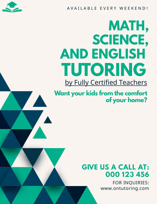 online learning, tutoring, tution classes Flyer (US Letter) template
