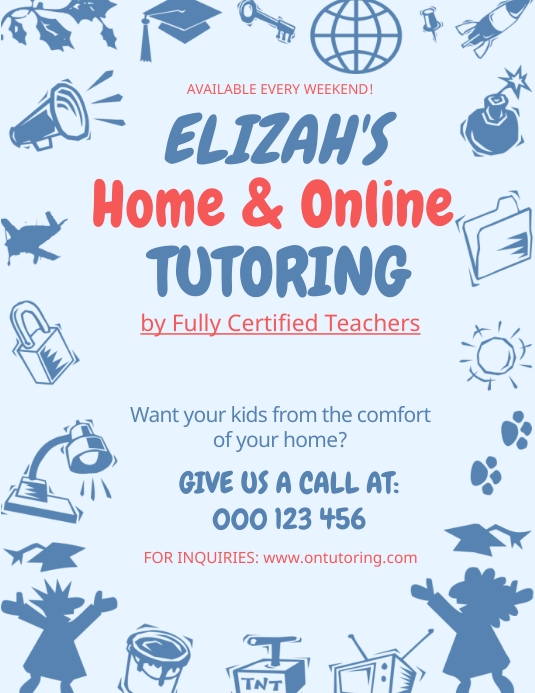online learning, tutoring, back to school Рекламная листовка (US Letter) template