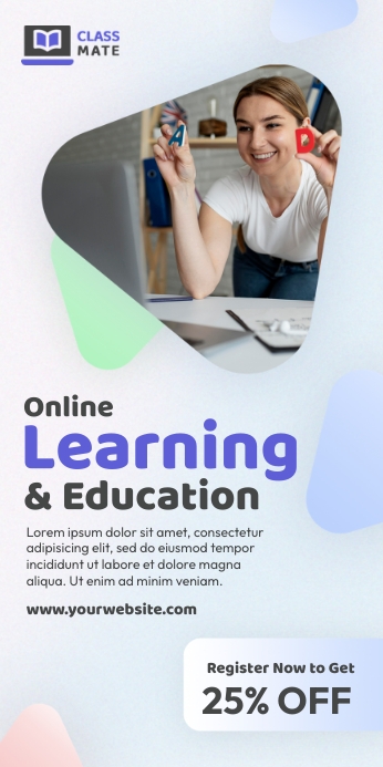 Online Learning & Education Rollbanner 3 stopy × 6 stóp template