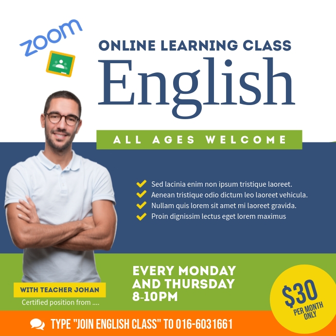 Online Learning Class Instagram Post template