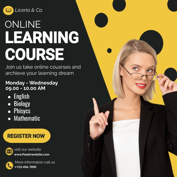 Online learning course template | PosterMyWall