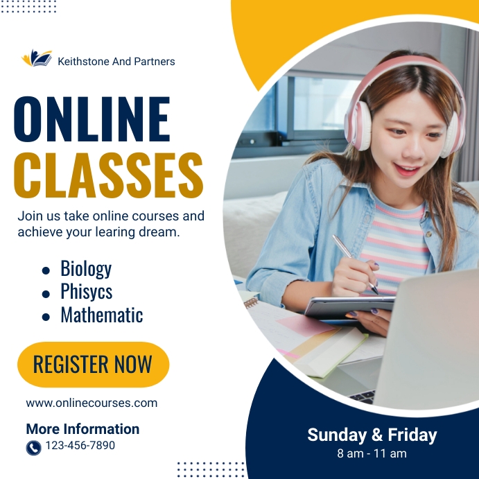 Online learning course template Instagram Post